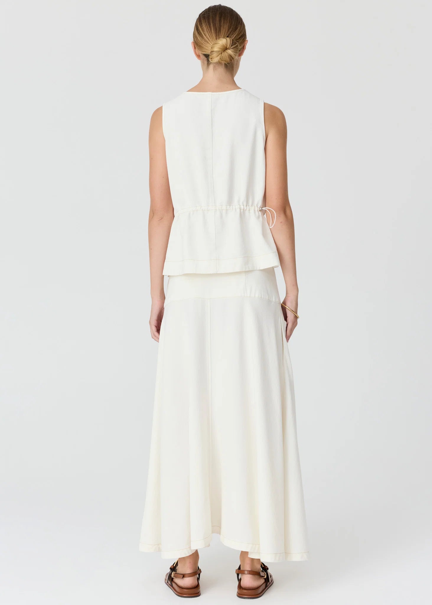 Anise Button Tank - Chalk
