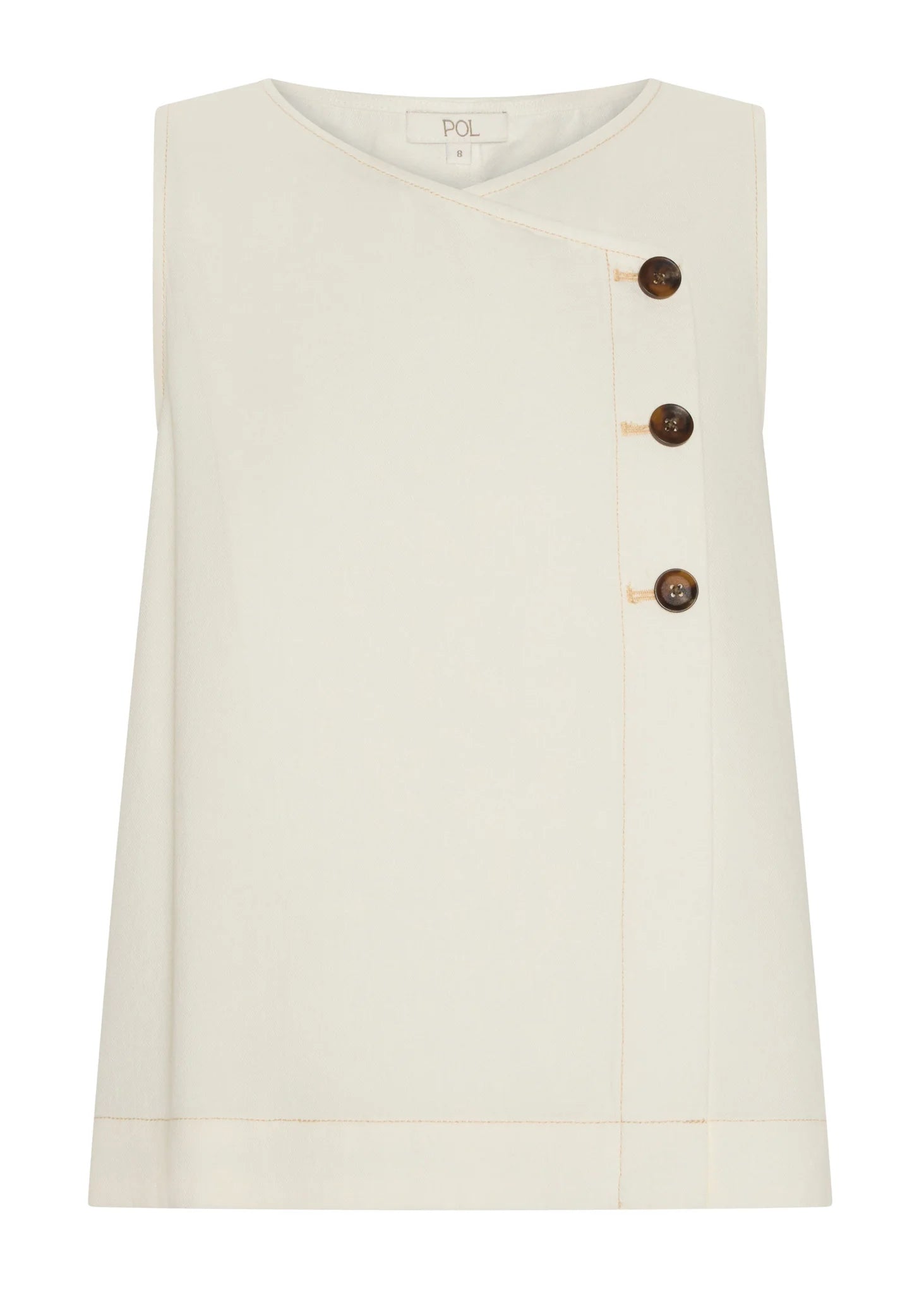 Anise Button Tank - Chalk