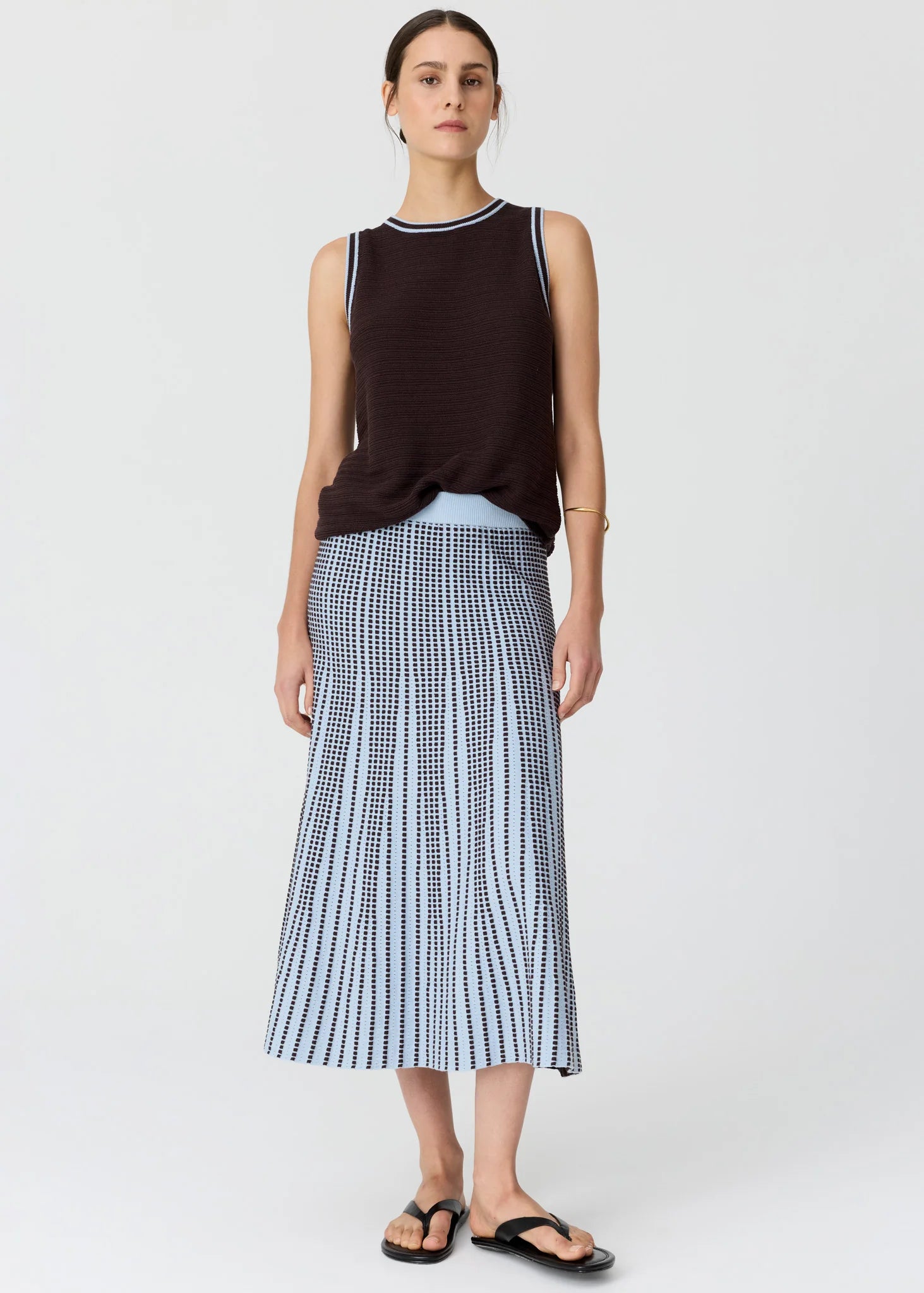 Evlyn Knit Tank - Choc/Ble