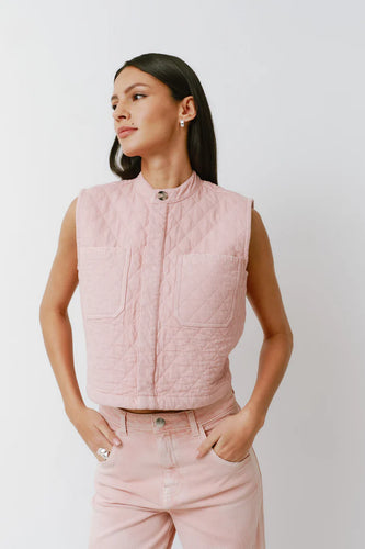Quilted Pablo Vest - Peony Pink