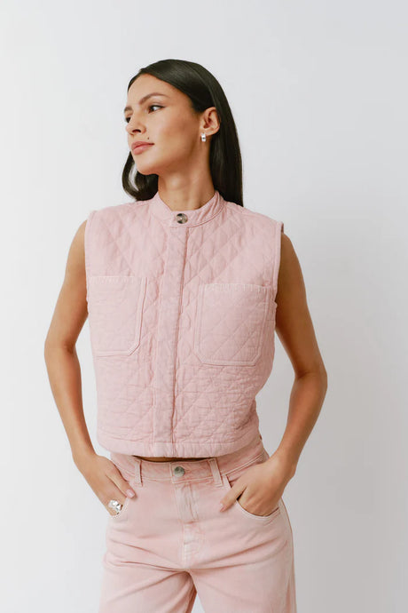 Quilted Pablo Vest - Peony Pink