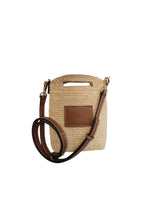 Leather Trim Raffia Pocket