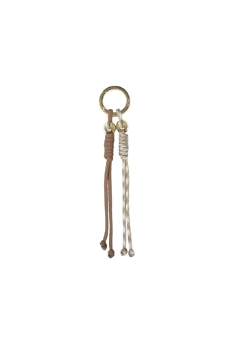 Rope Charm Key Ring - Taupe/Cream