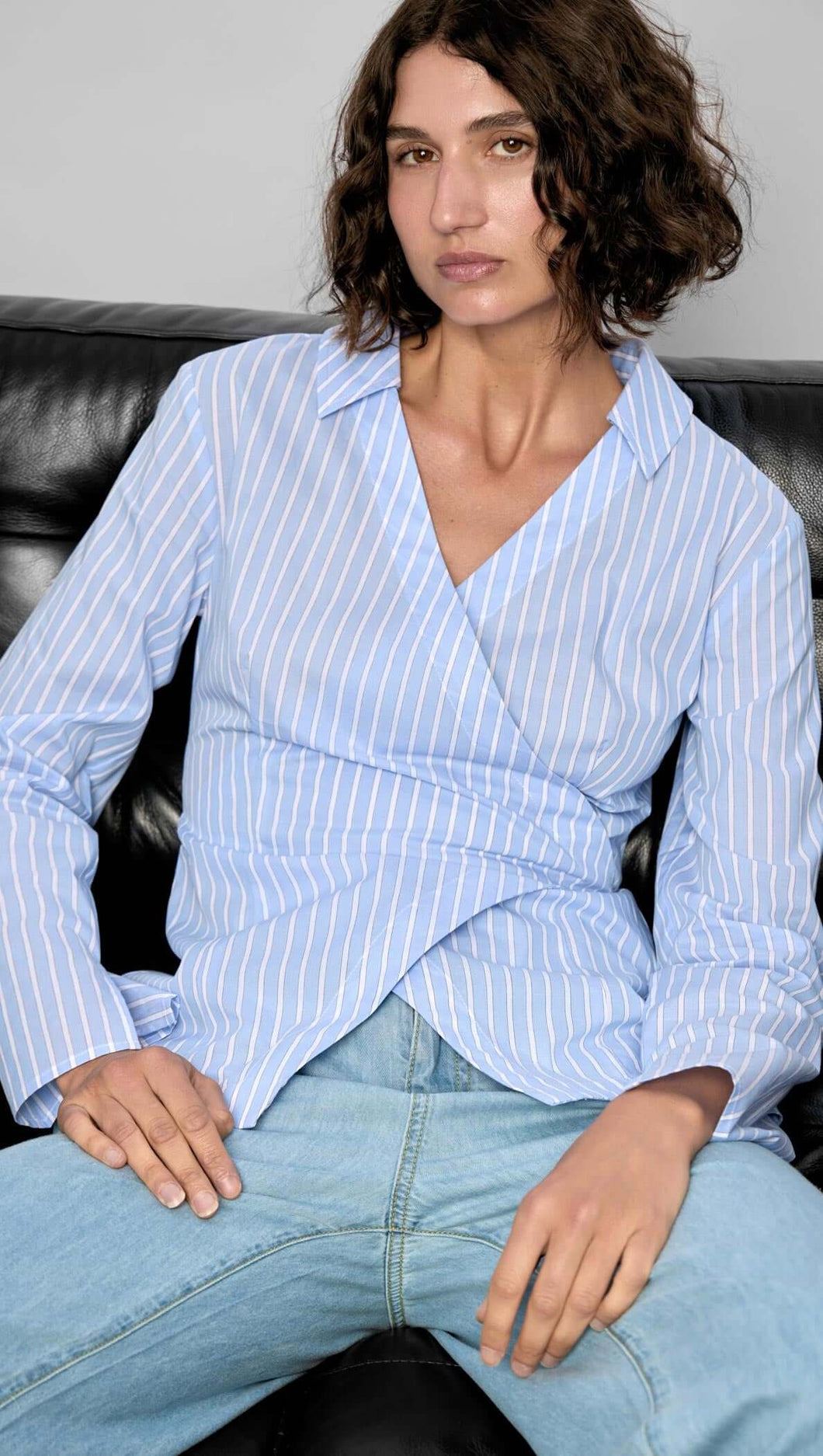 Ayra Wrap Top - Pinstripe