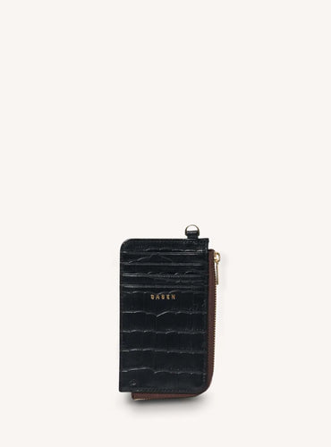 Winona Card Holder - Black Croc