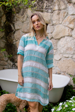 Julie Dress - Aqua/White Stripe