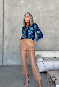 Renata Contrast Trim Shirt - Mariposa Zafiro