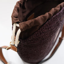 Leather Trim Raffia Mini - Cocoa