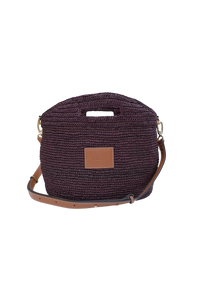 Leather Trim Raffia BB - Cocoa