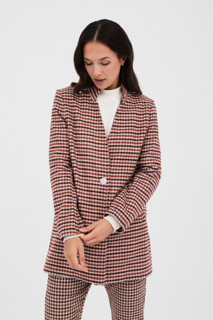 Villeray Coat - Maroon Check