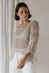 Boheme Positano U Top with Sleeve - Netta Natural